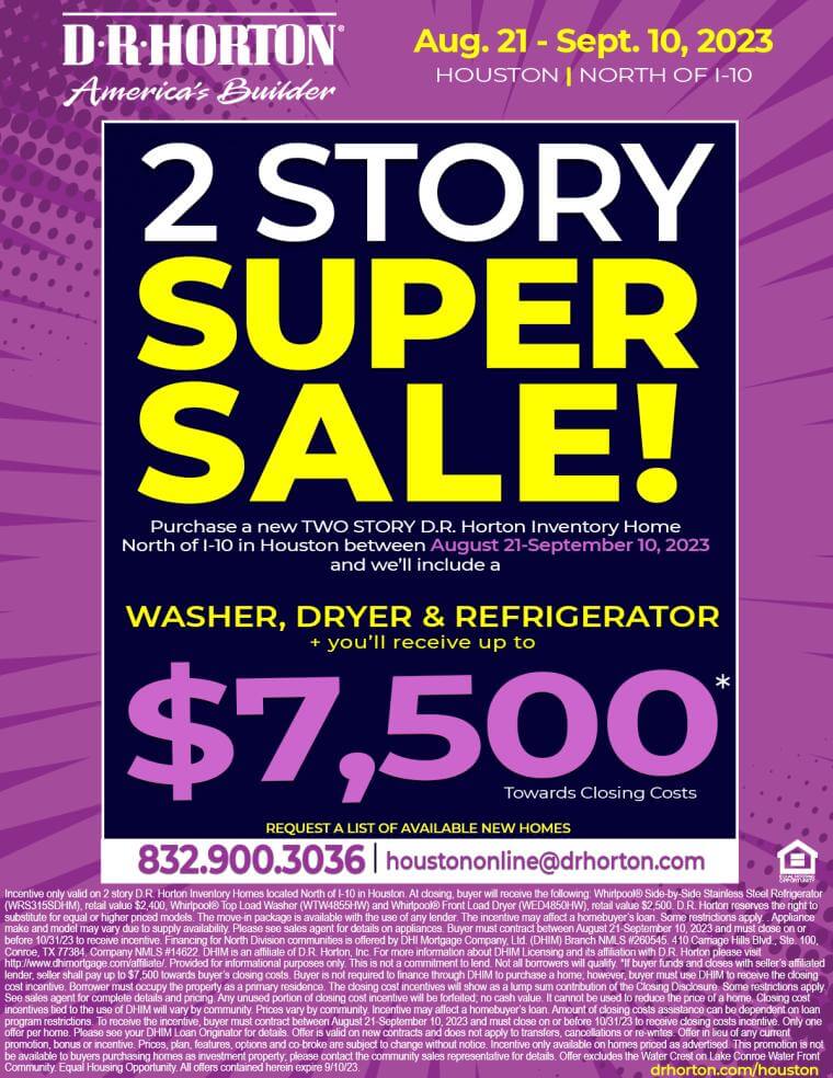 D.R. Horton 2 STORY SUPER SALE Going on Now! Mill Creek Community
